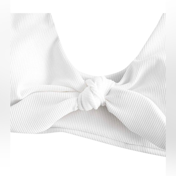 ZAFUL Women's Tie Knot Front Plunge Scoop Neck Bikini Set Two Piece Swimsuit - Picture 4 of 8